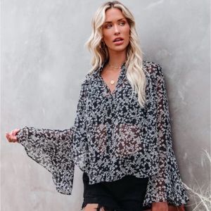 Nova Printed Bell Sleeve Blouse